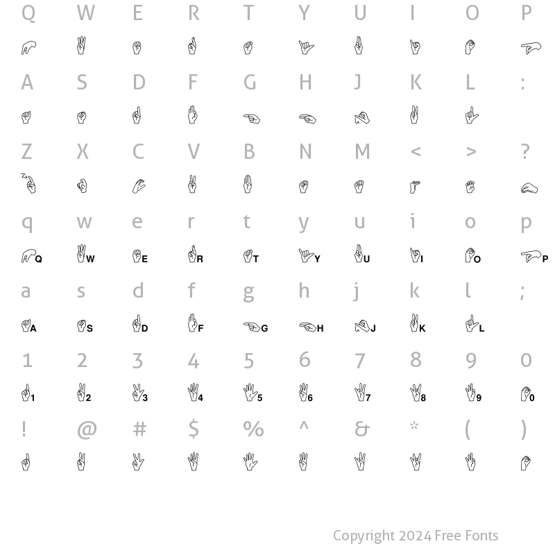 Character Map of MiniPics ASL Regular