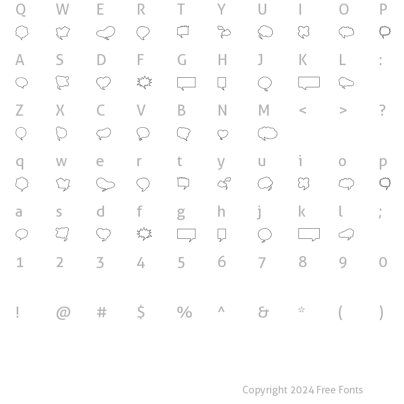 Character Map of MiniPics Balloonies Regular