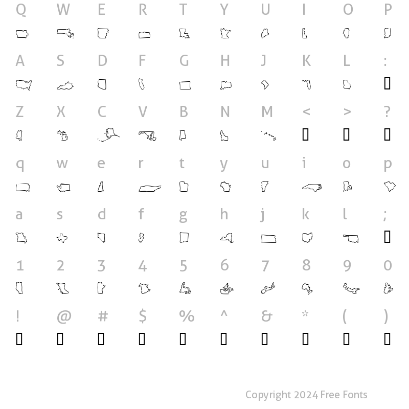 Character Map of MiniPics BorderlineLoose