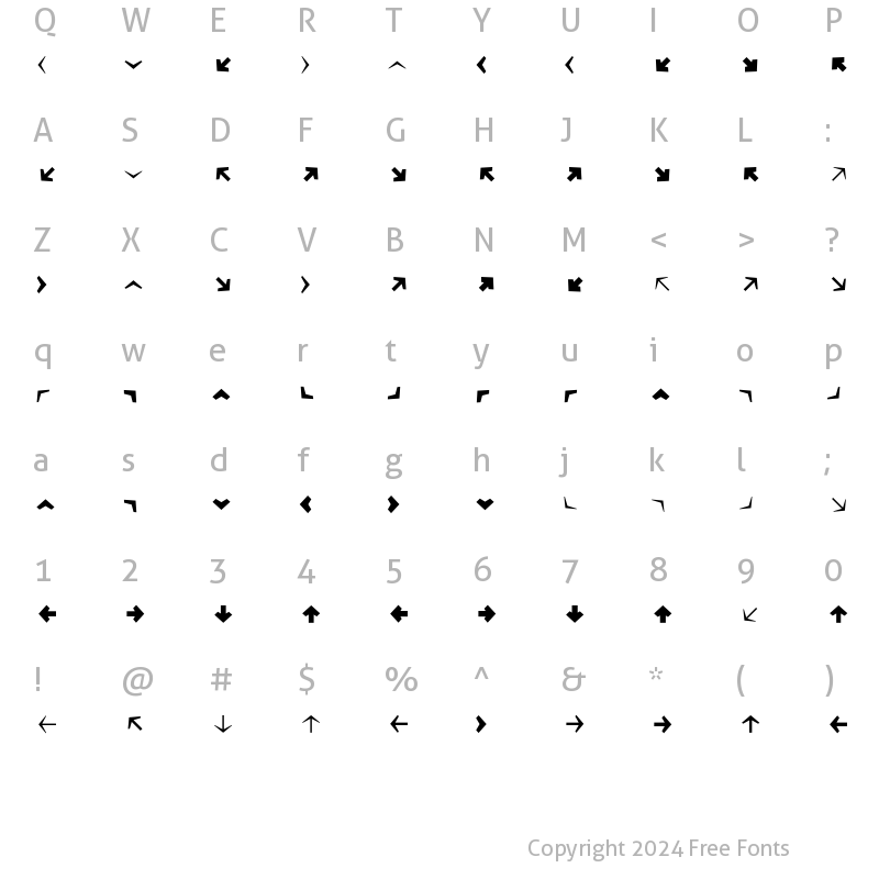 Character Map of MiniPics DirectionalAA Regular