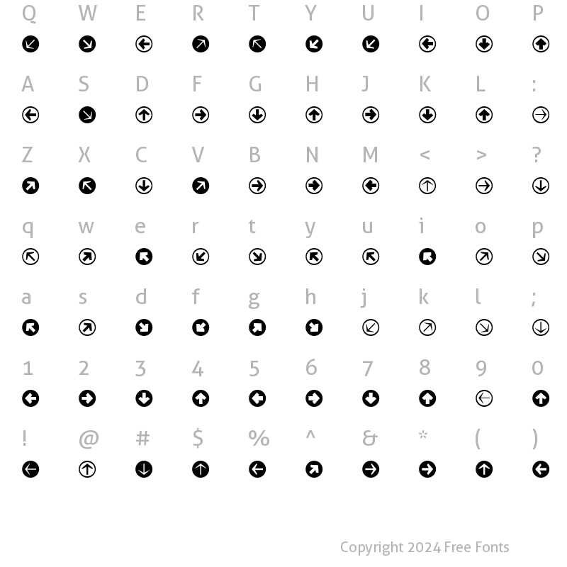 Character Map of MiniPics-DirectionalRA DirectionalRA