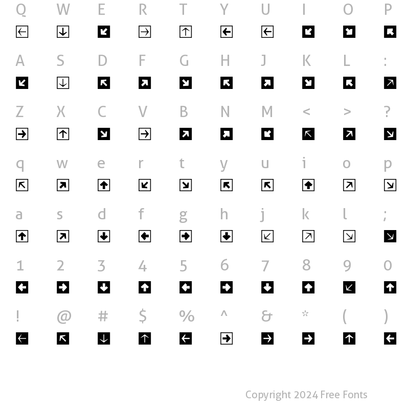 Character Map of MiniPics DirectionalSA Regular