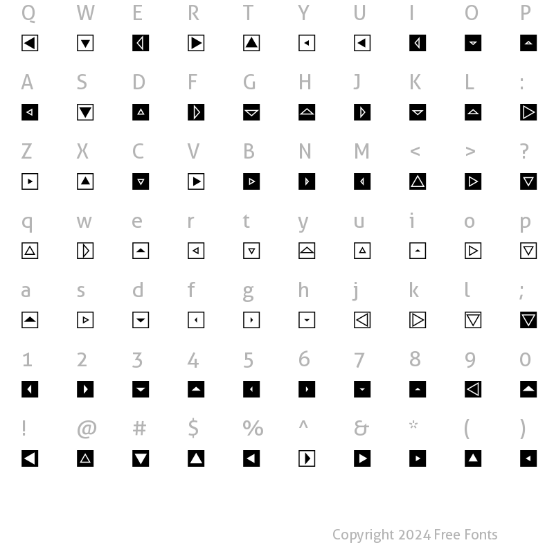 Character Map of MiniPics DirectionalST Regular