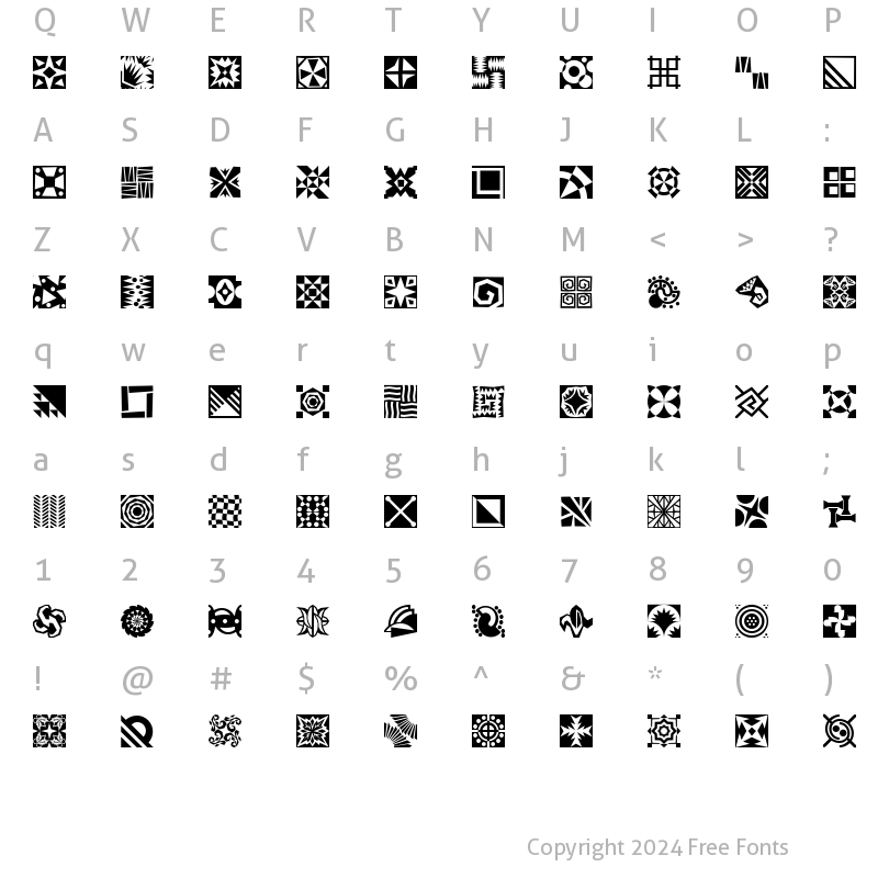 Character Map of MiniPics-Doohickies Doohickies