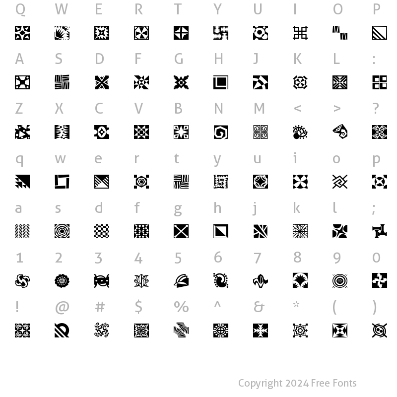 Character Map of MiniPics Doohickies Regular