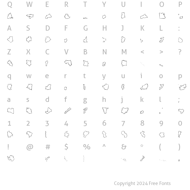 Character Map of MiniPics GlobalSCutout Regular