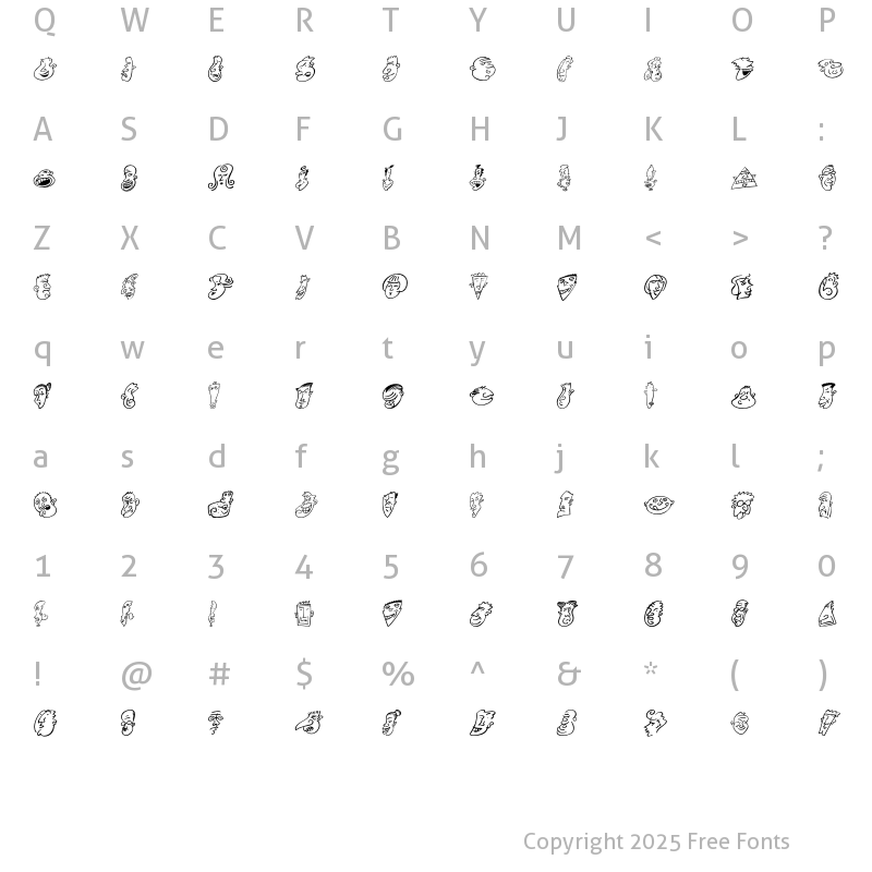Character Map of MiniPics HeadBuddies Regular