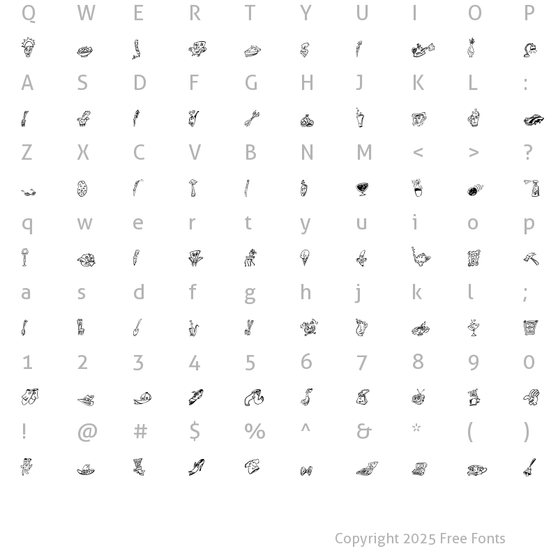 Character Map of MiniPics HomeBuddies Regular