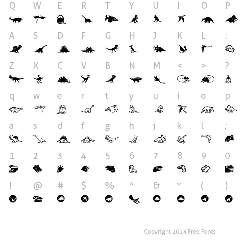 Character Map of MiniPics-LilDinos LilDinos