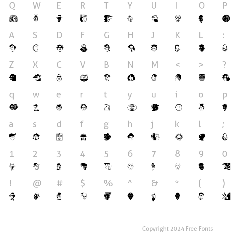 Character Map of MiniPics-LilFaces LilFaces