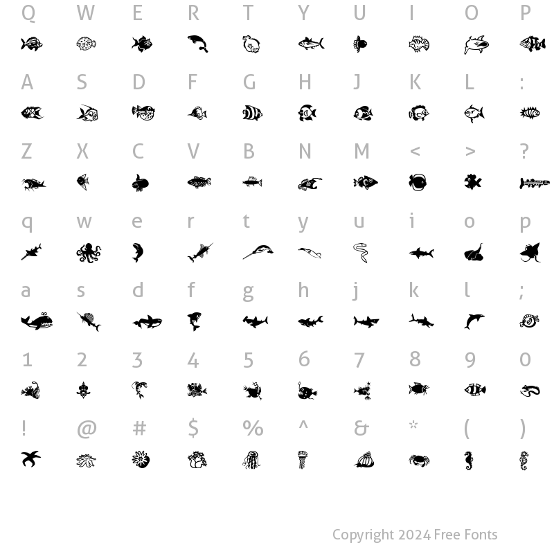 Character Map of MiniPics-LilFishies LilFishies