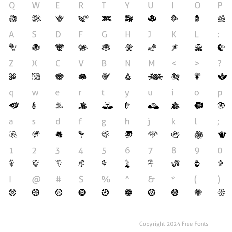 Character Map of MiniPics-LilFlowers LilFlowers