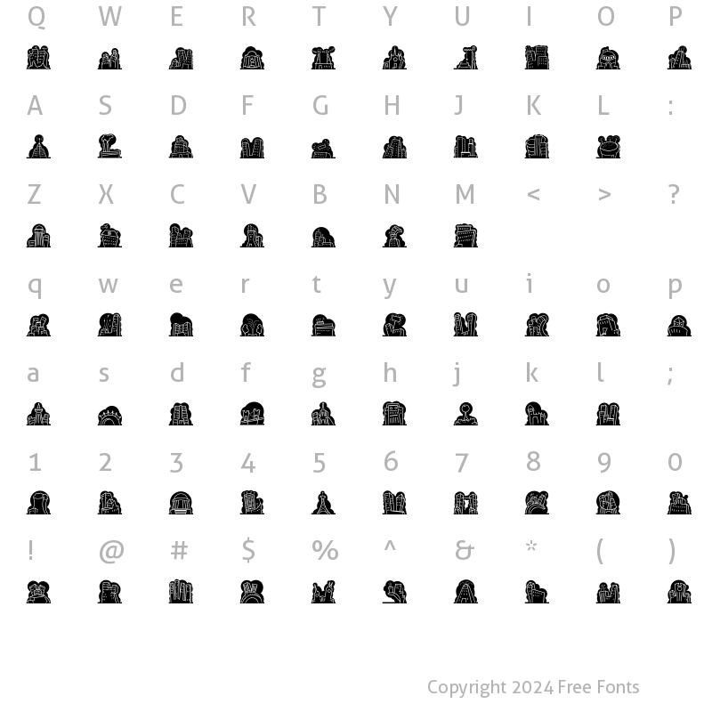 Character Map of MiniPics NakedCityNight Regular