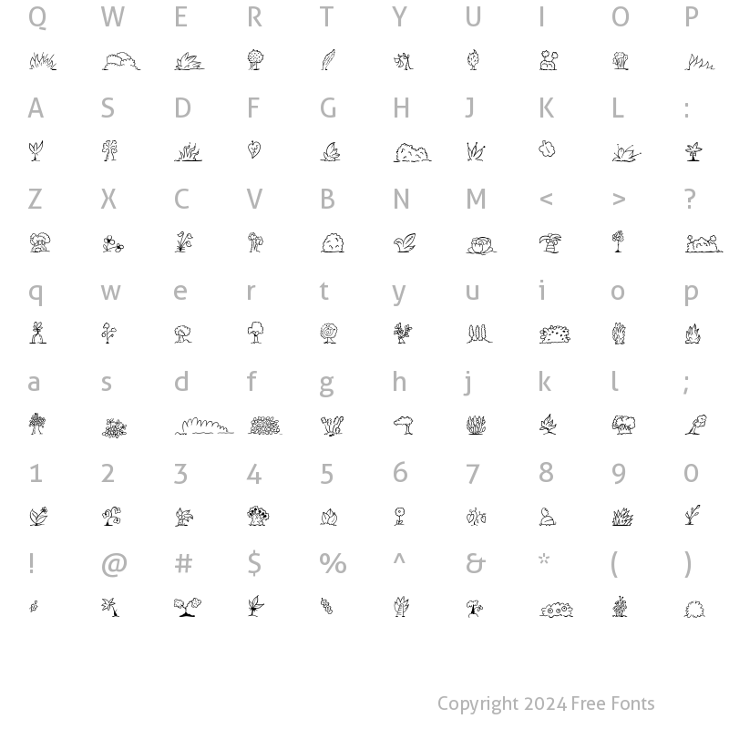 Character Map of MiniPics UprootedLeaf