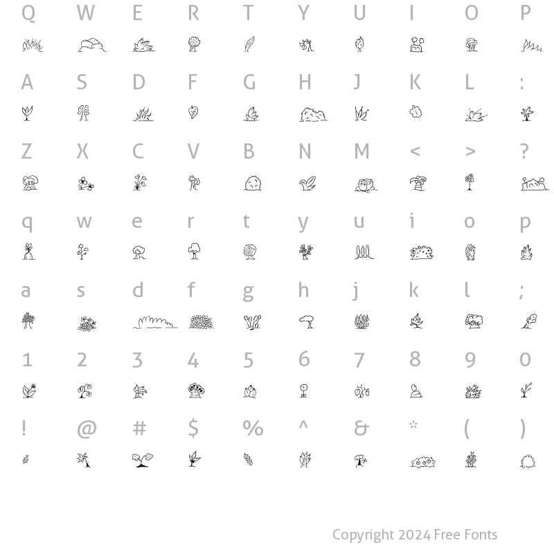 Character Map of MiniPics UprootedLeaf Regular