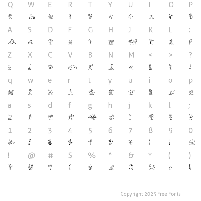 Character Map of MiniPics UprootedTwig Regular