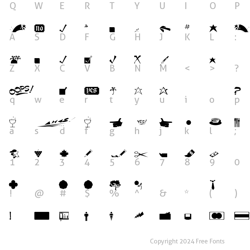 Character Map of MiniPicsFont Regular