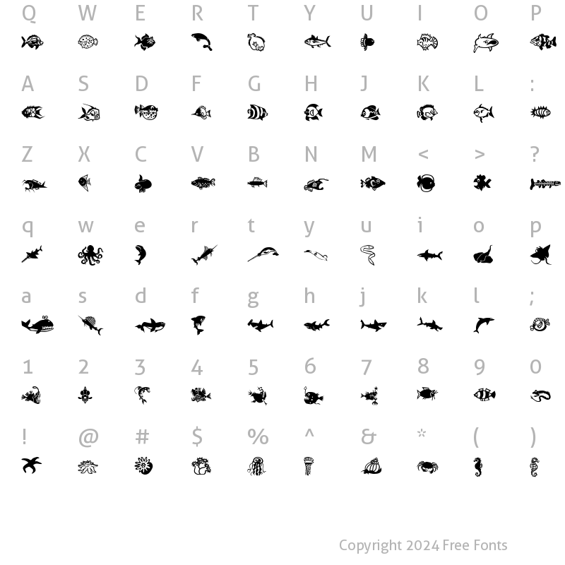 Character Map of MiniPicsLilFishies Regular