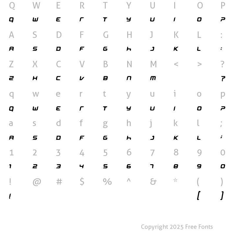 Character Map of miniskip Regular