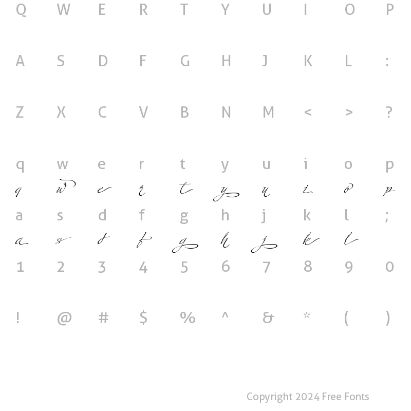 Character Map of Ministry Script HFF Regular