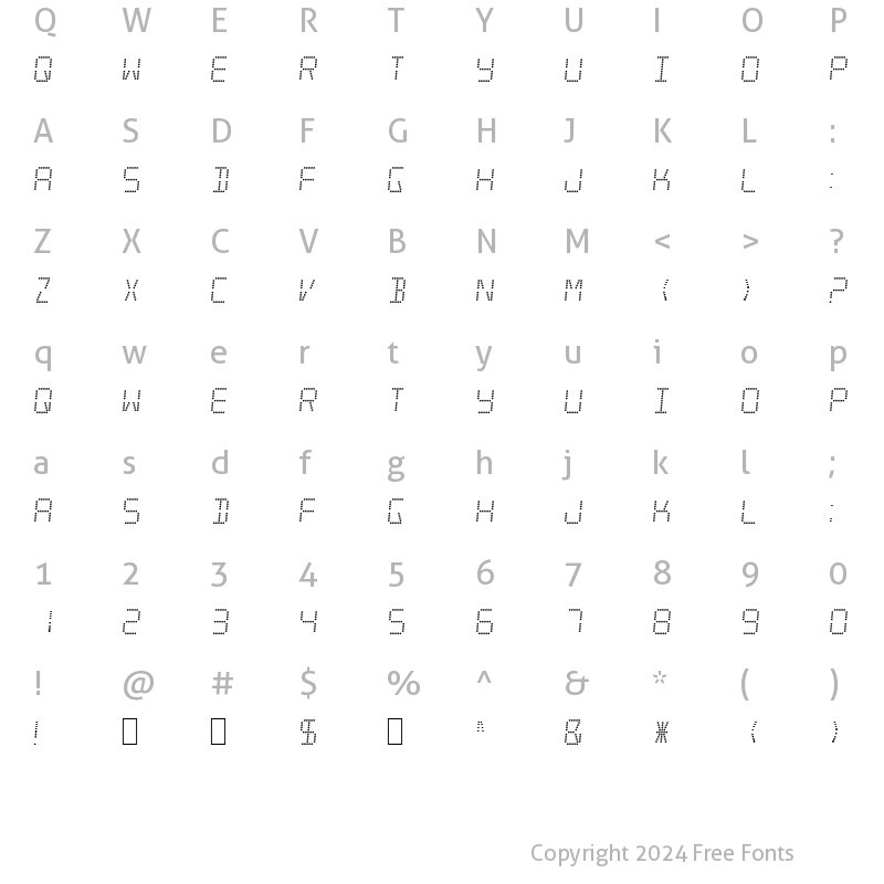 Character Map of Minisystem Normal