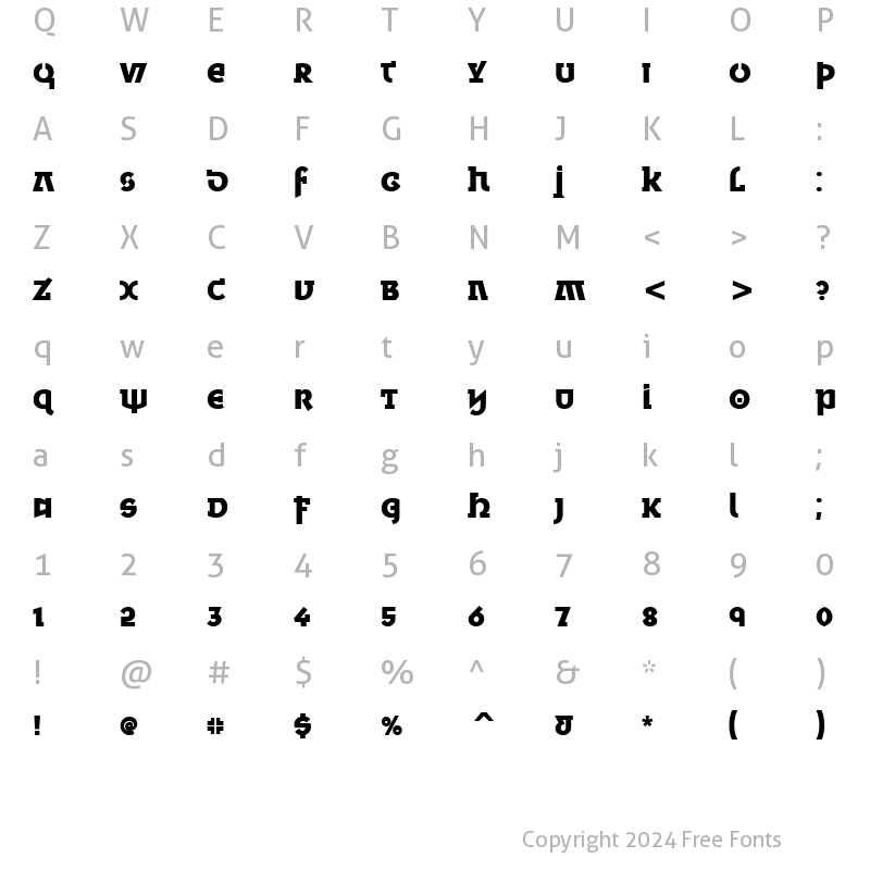 Character Map of Minska Bold ITC TT Regular