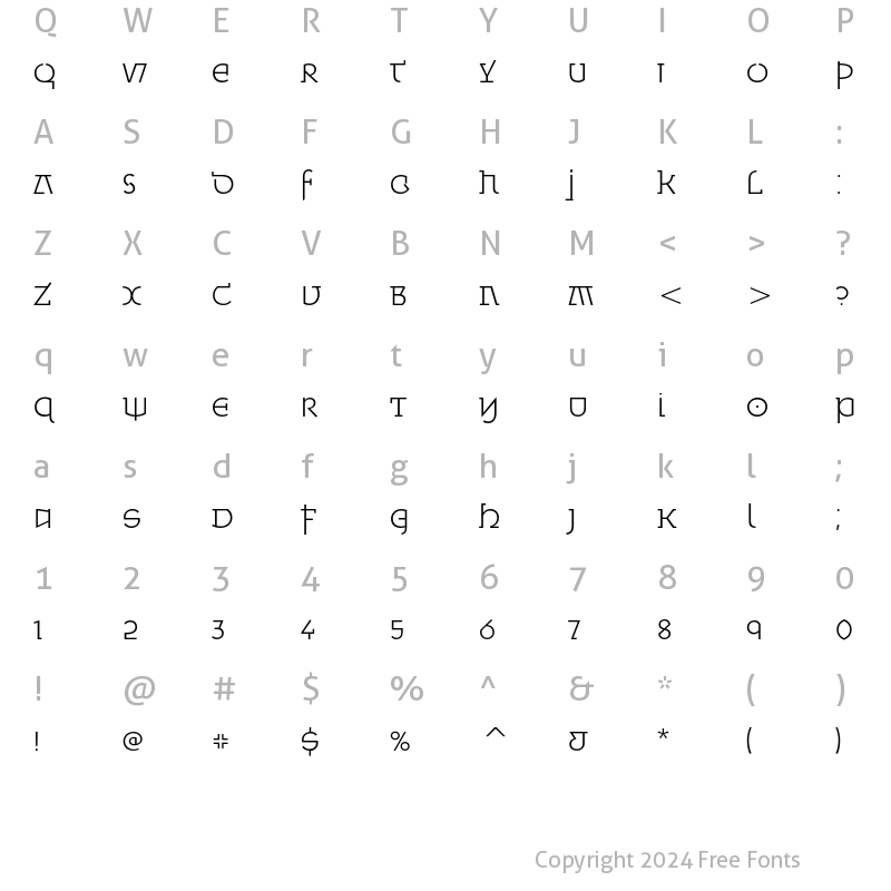 Character Map of Minska ITC Light Regular