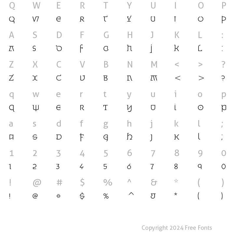 Character Map of Minska ITC Std Light