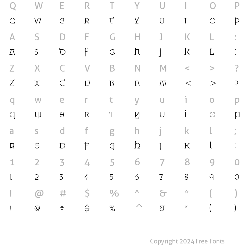 Character Map of Minska Light ITC TT Regular