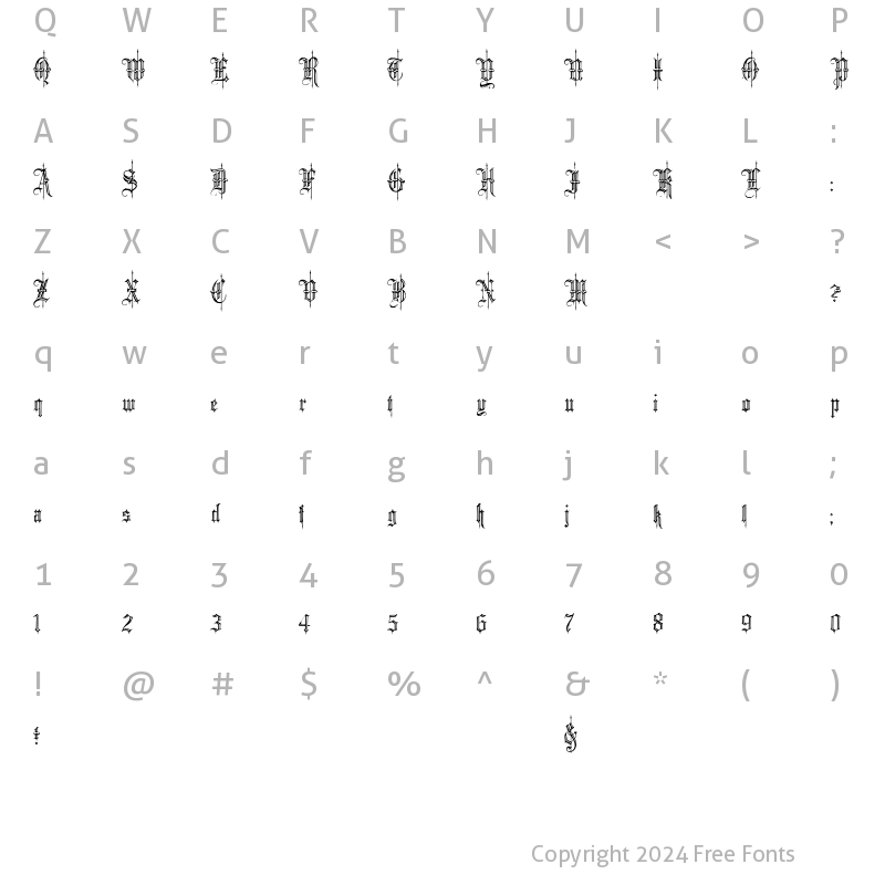 Character Map of Minster6 Regular