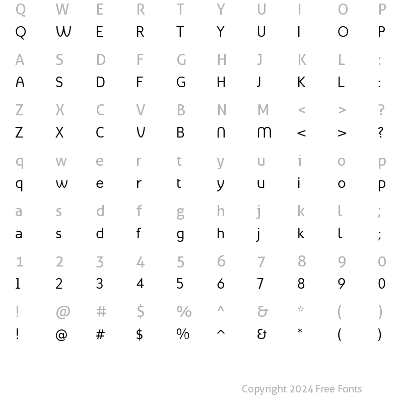 Character Map of Mint Spirit Regular