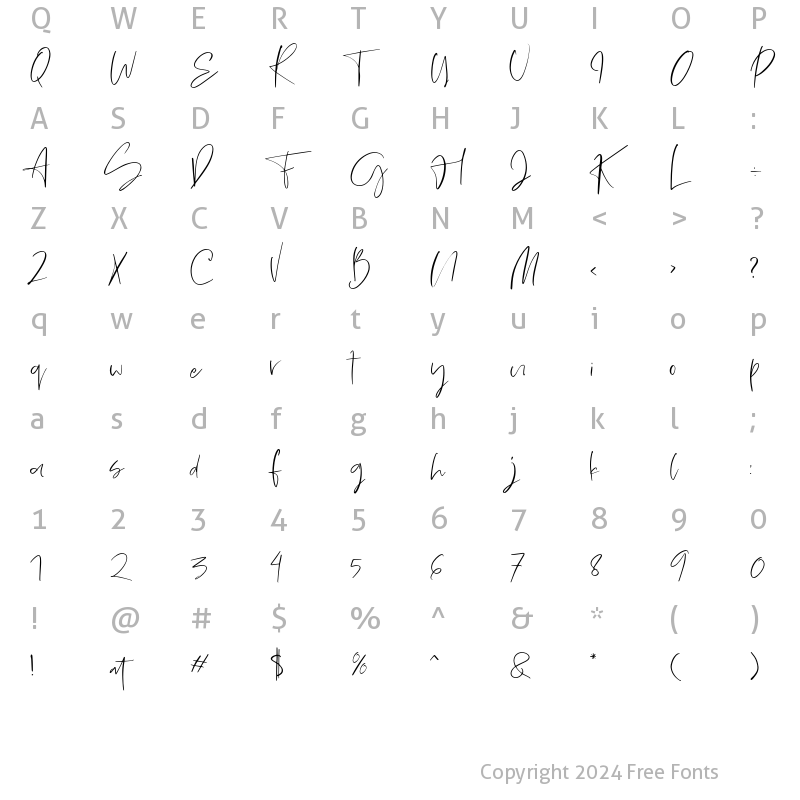 Character Map of minted Signature