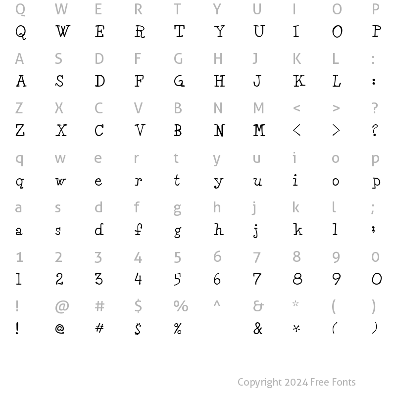 Character Map of Minya Regular