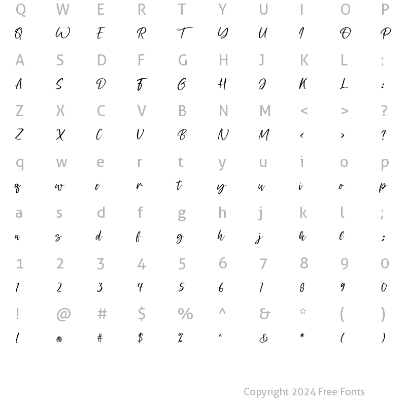 Character Map of Mipany Regular