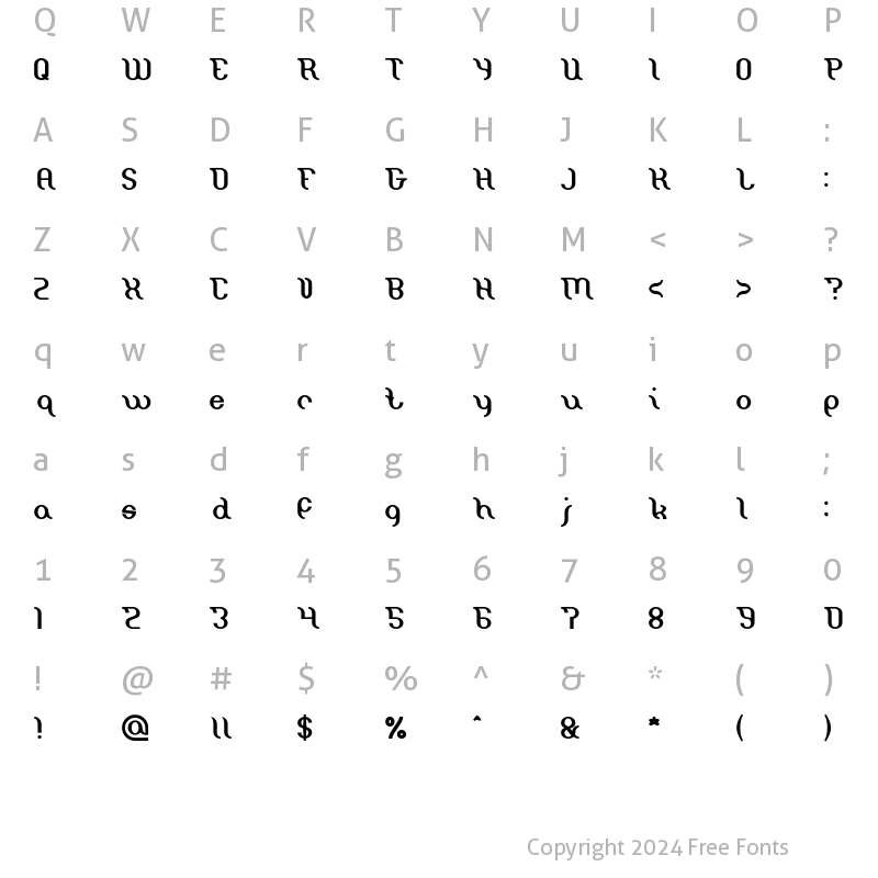 Character Map of Miracle Regular