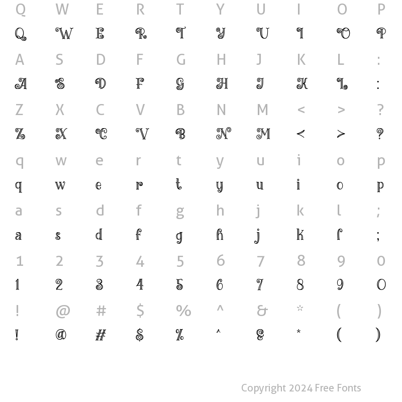 Character Map of Miracles Christmas Outline Regular