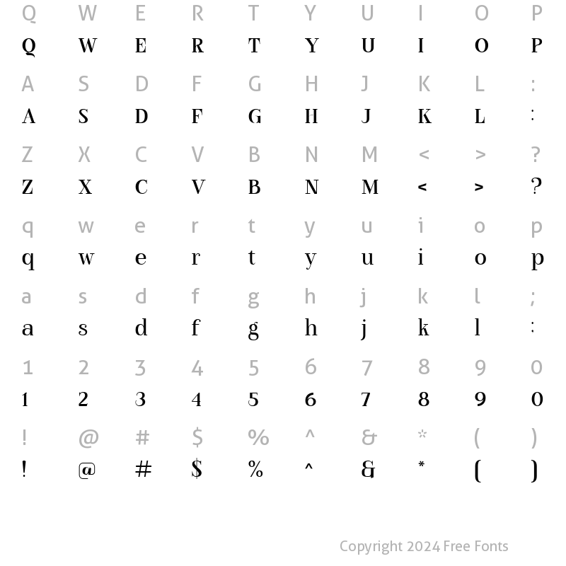 Character Map of Miraclest Regular