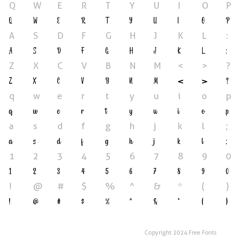 Character Map of Miradila Regular