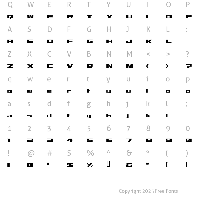 Character Map of Mirage Eng