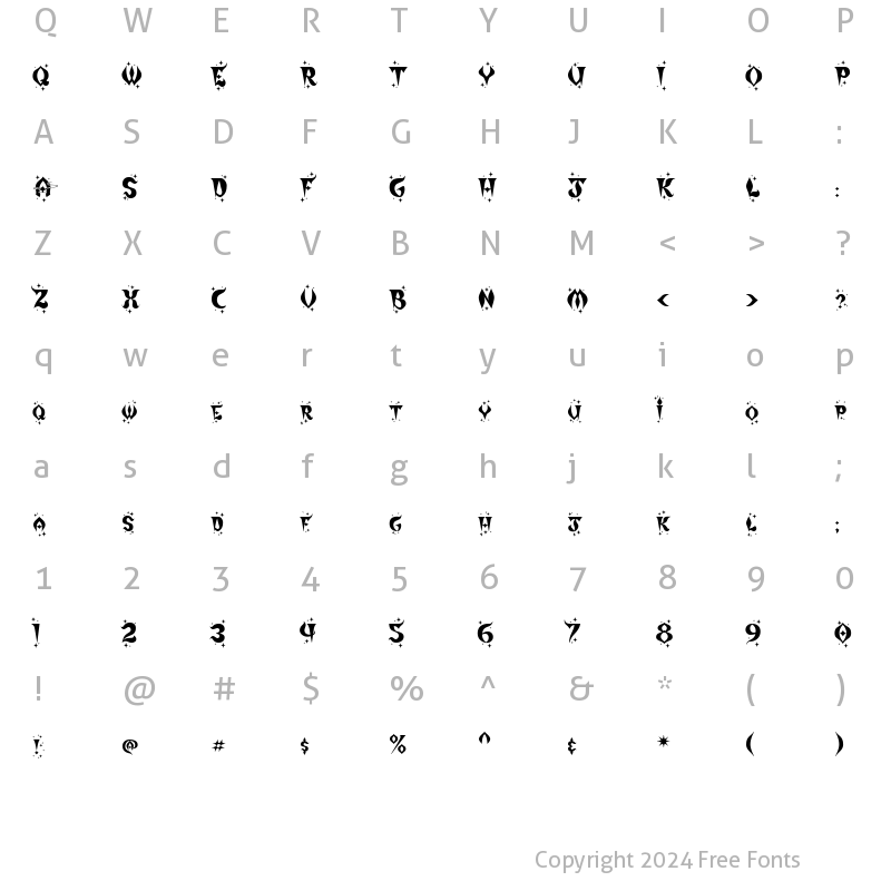 Character Map of Mirage Zanzibar Regular