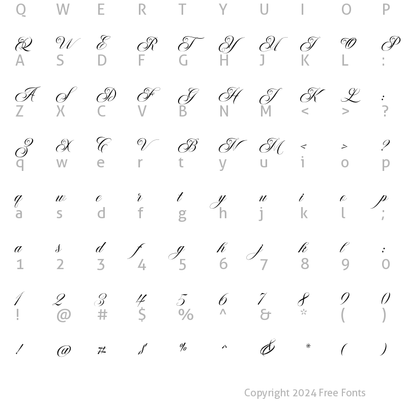 Character Map of Miragella Regular