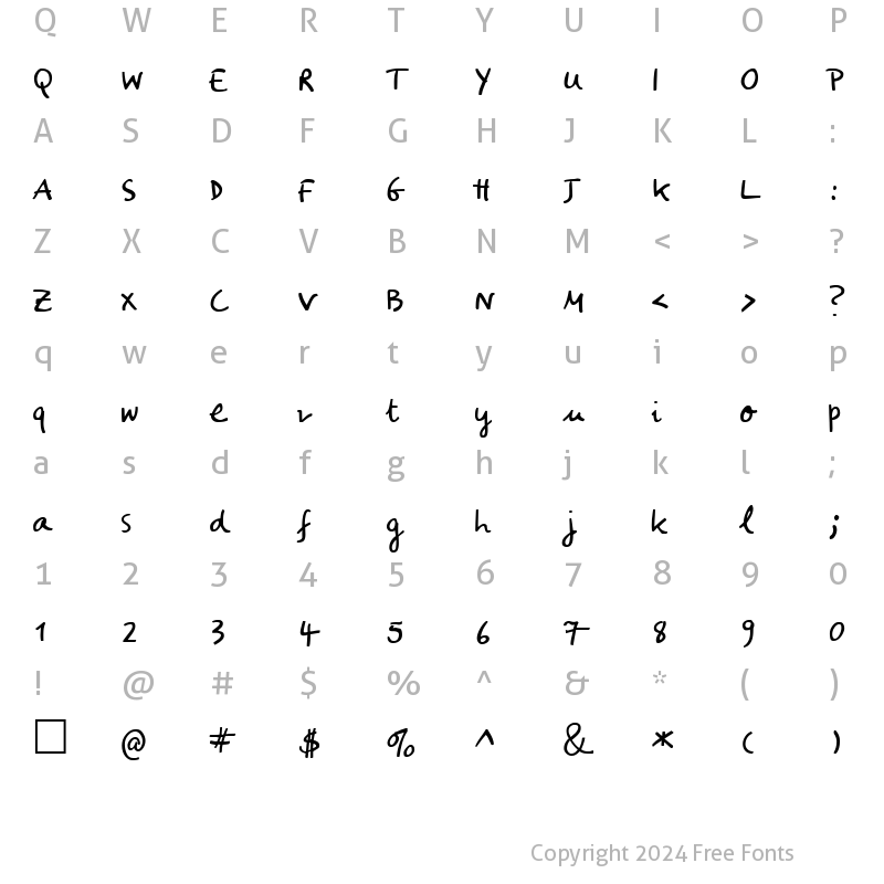 Character Map of Miranda Regular