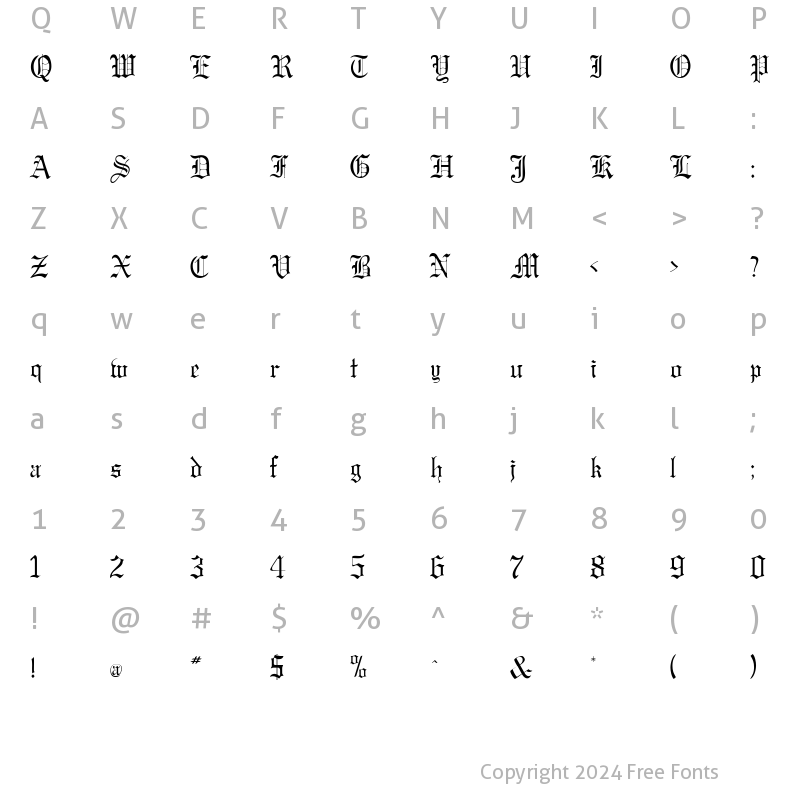 Character Map of MirkwoodGothic Regular