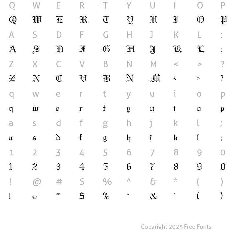 Character Map of MirkwoodGothicBroad Regular