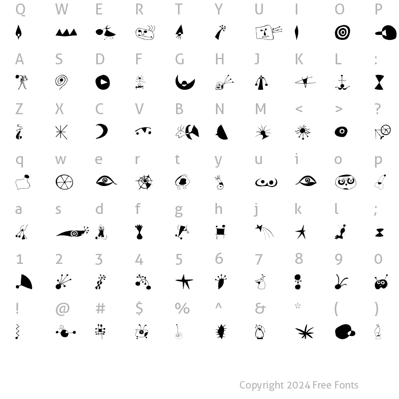 Character Map of MiroExtras Roman