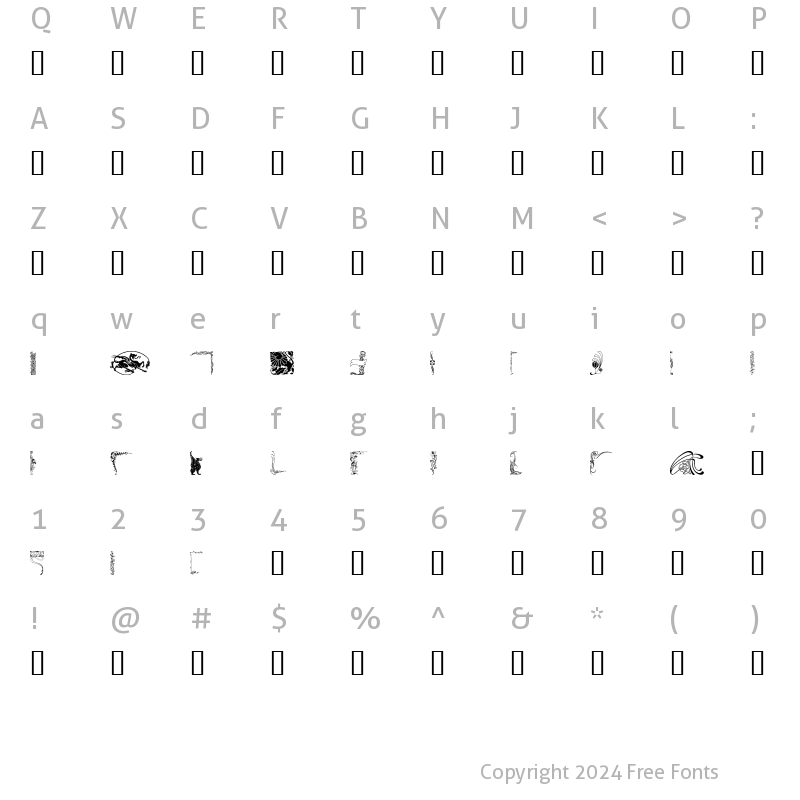 Character Map of MirrorImage Regular