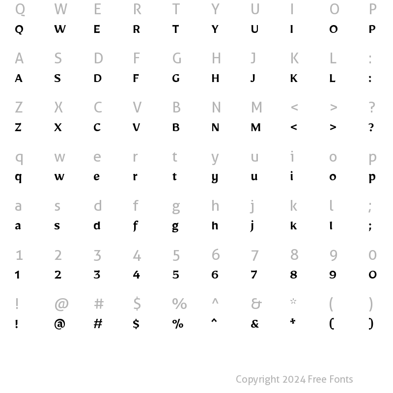 Character Map of Mirza SemiBold