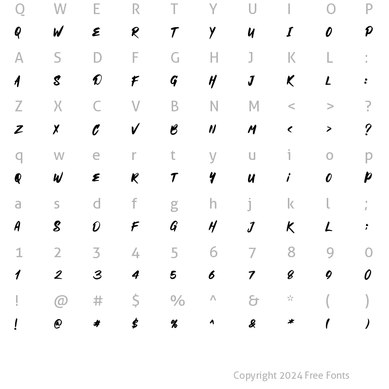 Character Map of Mischief Regular