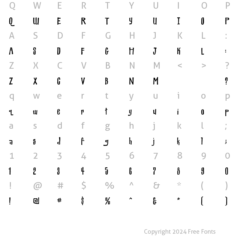 Character Map of Miscreant Regular