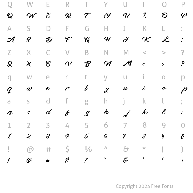 Character Map of Misela Regular